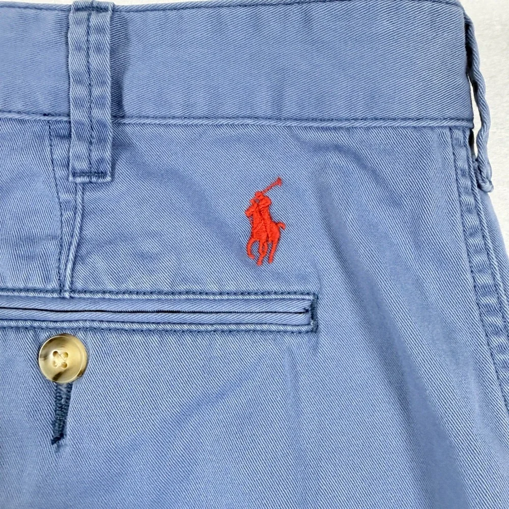 Polo Ralph Lauren Relaxed Fit Shorts Mens 38 Blue Chino Cotton Red Pony Logo